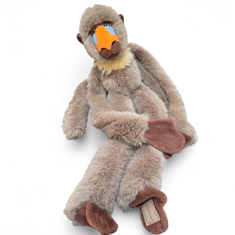 Vintage Animal Alley Toys R Us brown & gray plush monkey stuffed animal